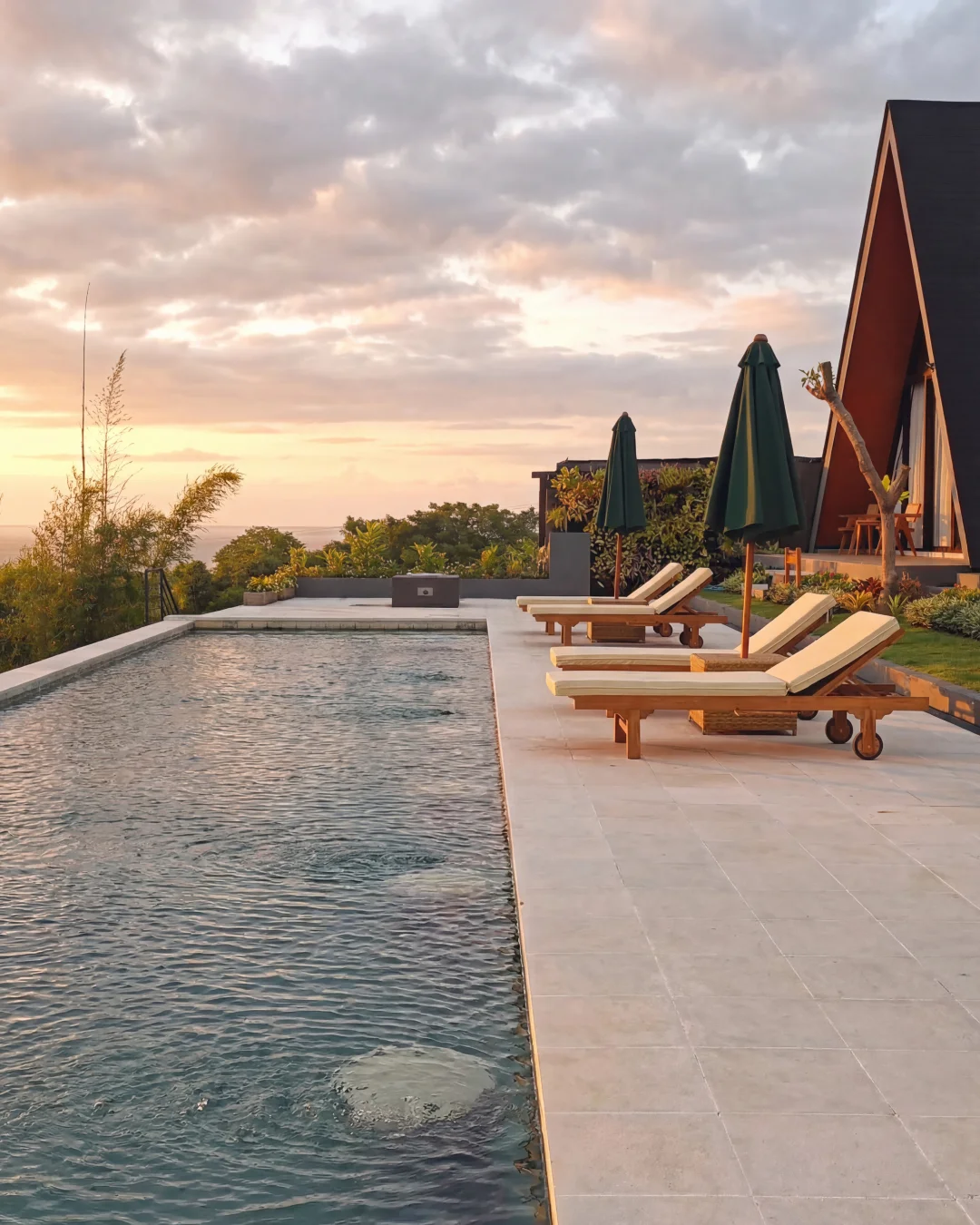 pool sunset
